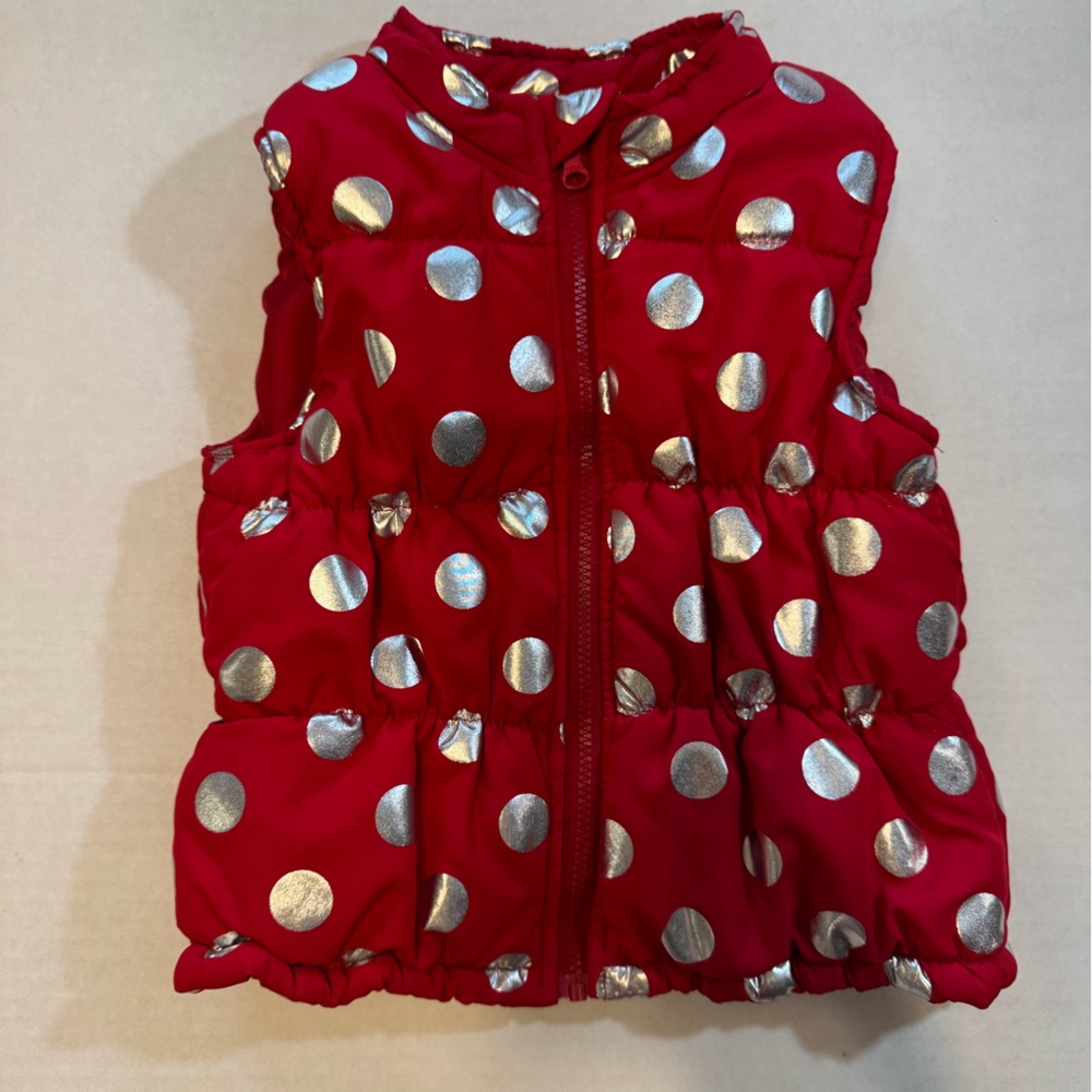 Healthtex Vibrant Red polka dot puffer vest size 5t